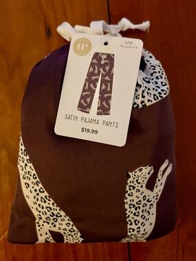 Satin Pajama Pants - Maroon Leopard Print -NWT!